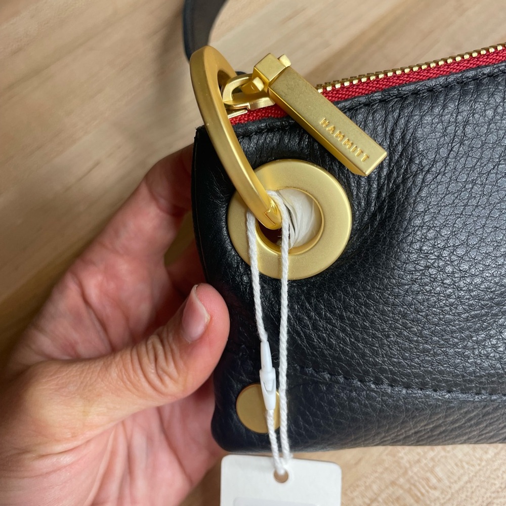 NWT Hammitt Nash Pochette Black w/Brushed Gold and Red Zip - Picture 3 of 16